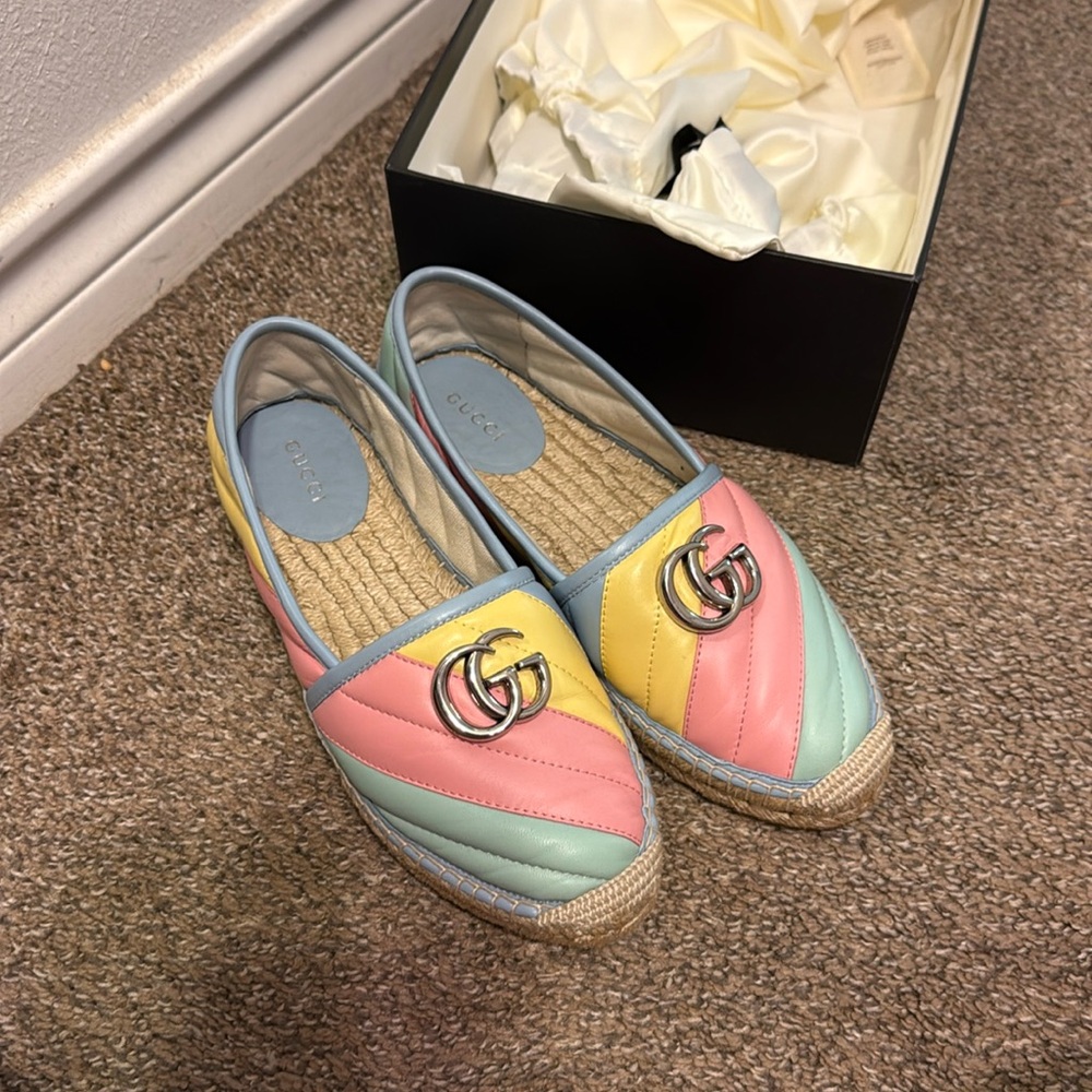 Gucci Marmont rainbow espadrilles